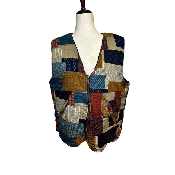 Girls of Dust Reversible Patchwork Quilted Vest Women’s Large Cottagecore Boho S - Picture 2 of 10